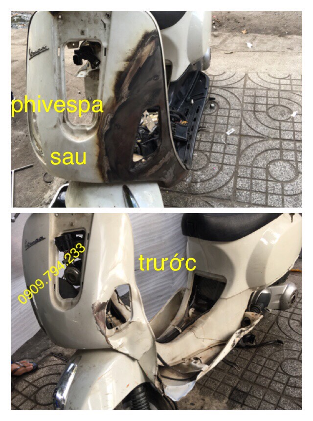 Phi Vespa sữa chữa và tân trang xe Vespa bị hư hại do tai nạn